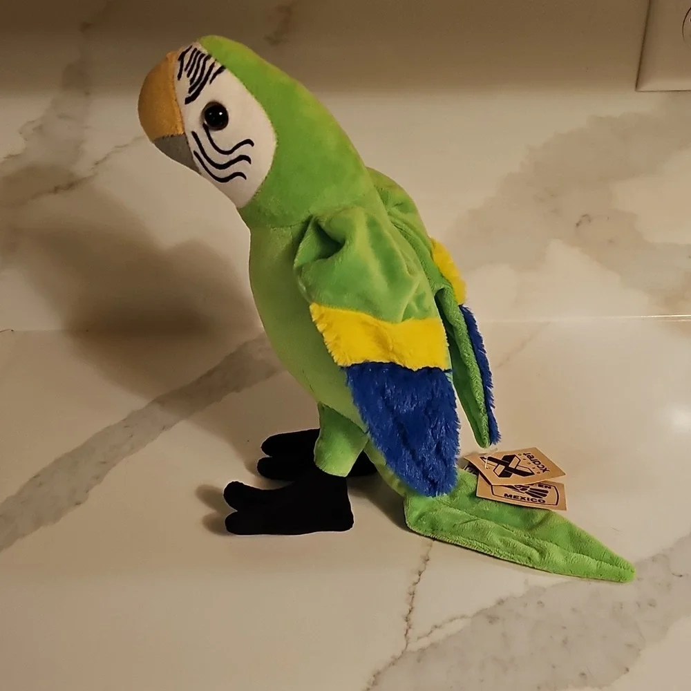 Xcaret Mexico Parrot Plush Toy Green Yellow Blue Single Unit
